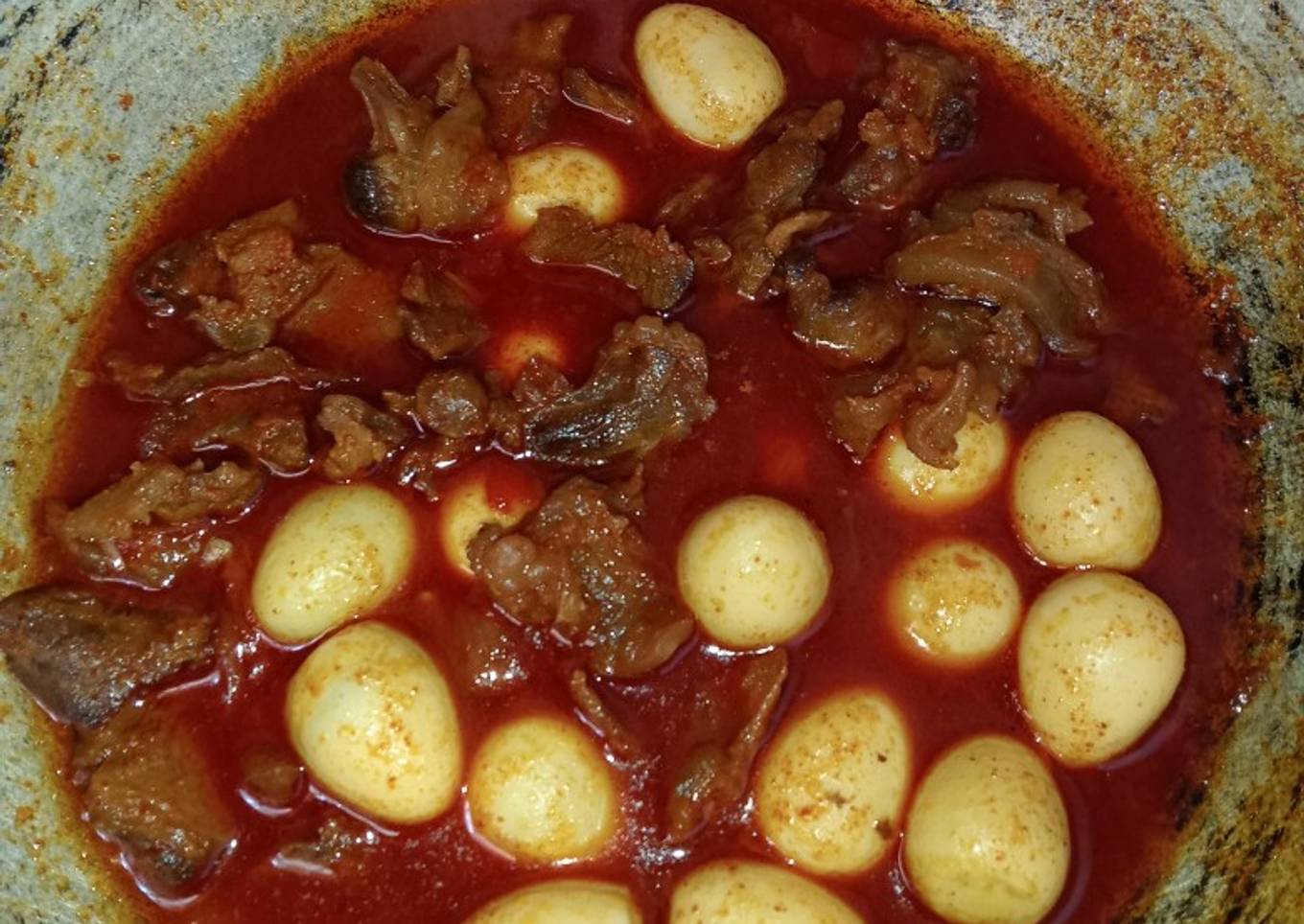 Telur puyuh,daging sapi balado
