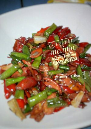 Foto resep Oseng kulit melinjo, kacang panjang campur teri