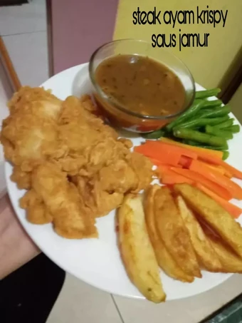 Cara Gampang Membikin Resep Steak ayam krispy saus jamur yang Lezat Sekali Anti Ribet, Mantap