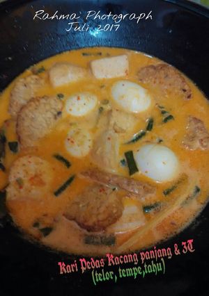 Foto resep Kari Pedas Kacang Panjang & 3T (telor,tempe,tahu)