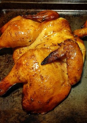 A picture of Grilled Honey-Glazed Cornish Hens.