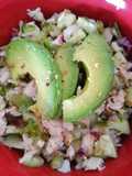 Ceviche con pescado cocinado