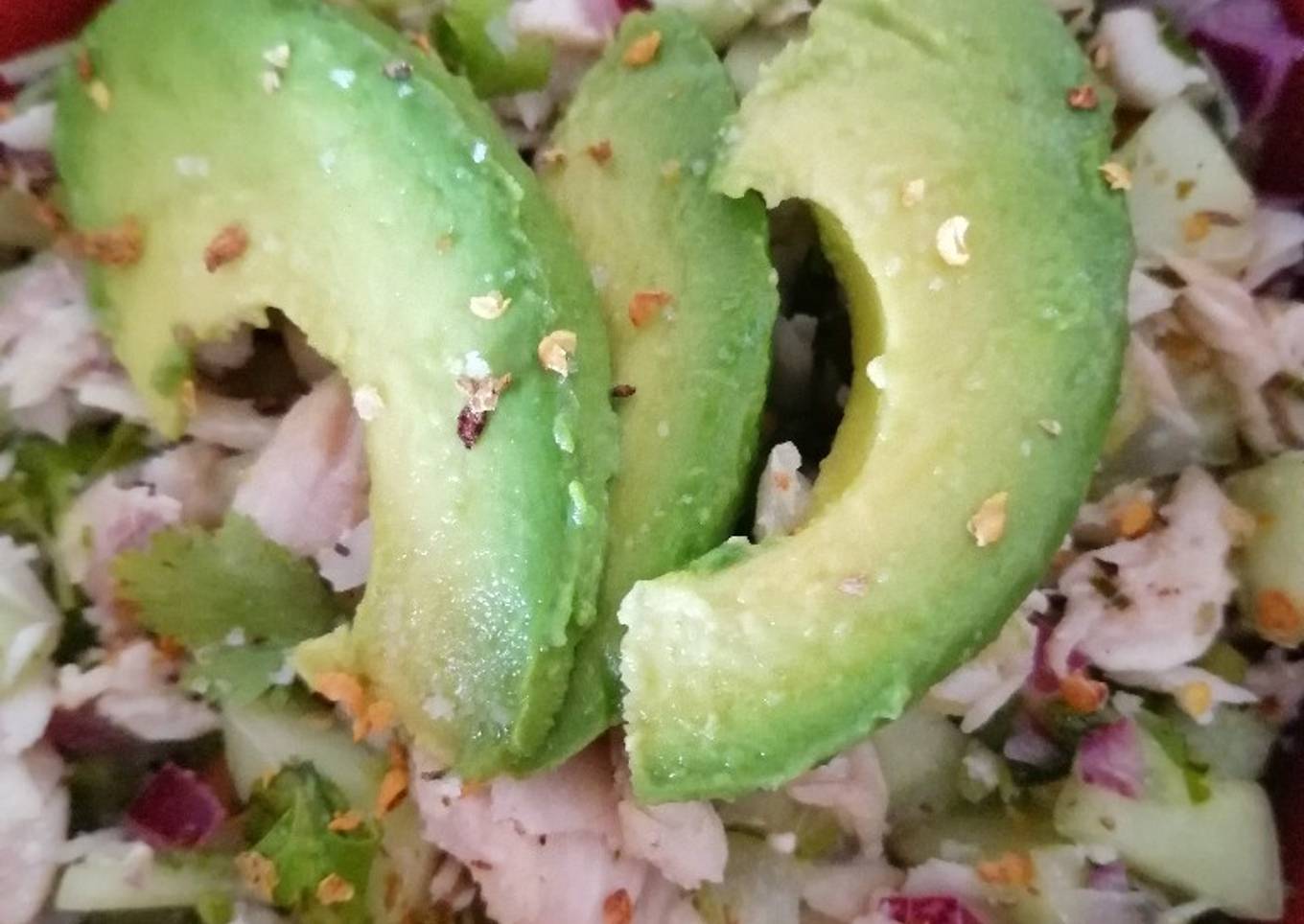 Ceviche con pescado cocinado