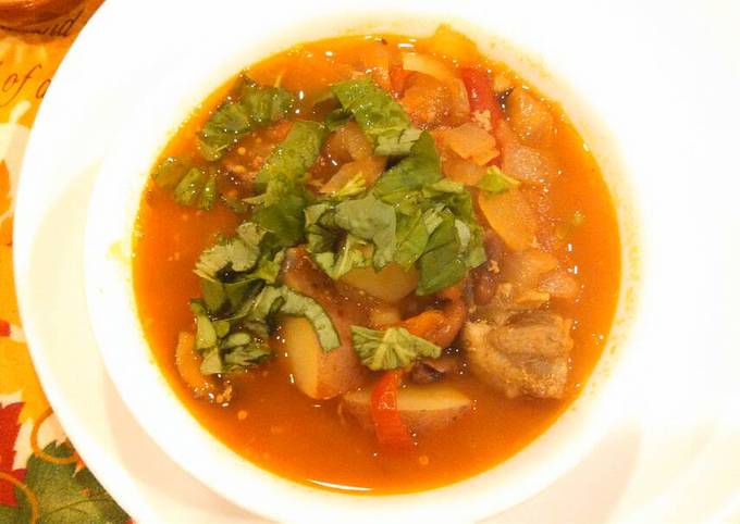 Steps to Prepare Speedy Pork rib Chili Soup 猪排番茄北白豆汤#whole food##meal soup#