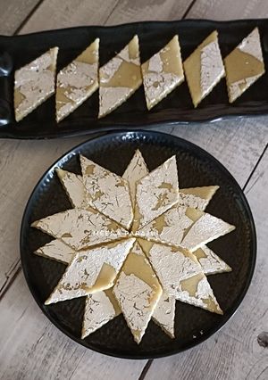 A picture of Kaju Katli (Cashew Fudge).