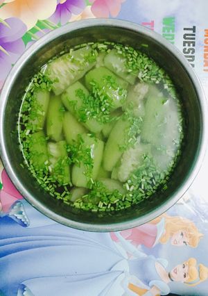 Hình của món Canh mướp lá hẹ.