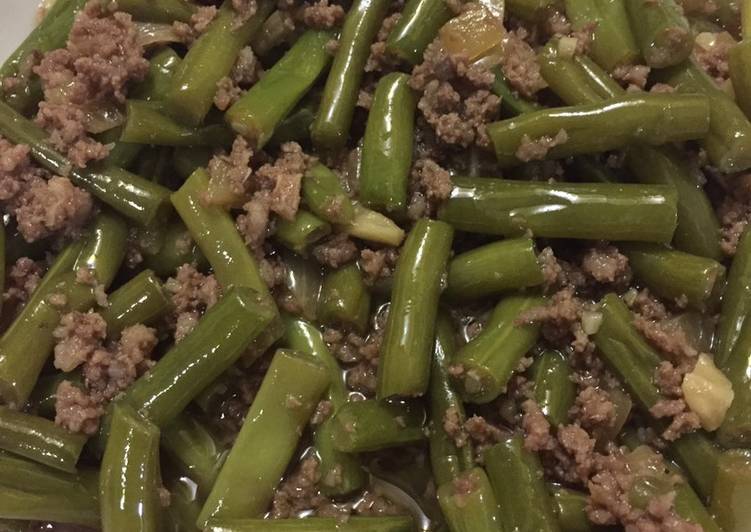 Buncis ala Singapur (buncis daging cincang)