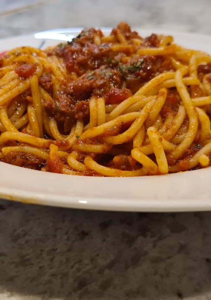 Una foto de Linguine con cava y sobreasada