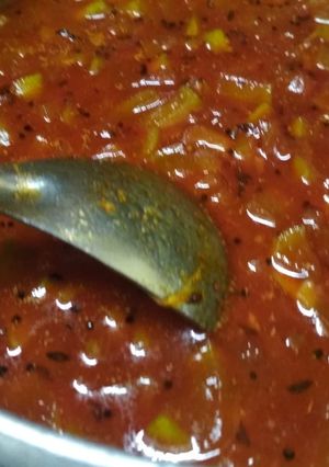 A picture of Meethi Keri sabji (sweet raw mango curry).