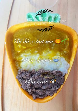 Hình của món Cháo bồ câu nấu bí đỏ, hạt sen.
