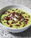 Crema de guisantes con crujiente de jamón en Thermomix