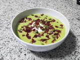 Crema de guisantes con crujiente de jamón en Thermomix
