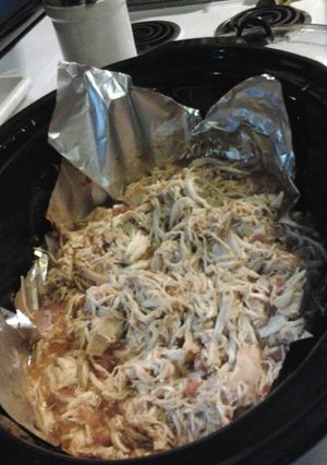 A picture of Crockpot shredded chicken tacos.