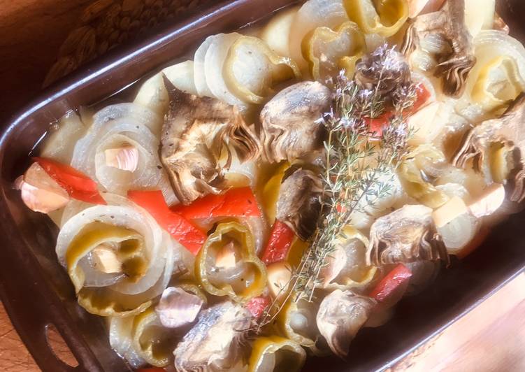 Verduras en papillote, con ajos y tomillo fresco