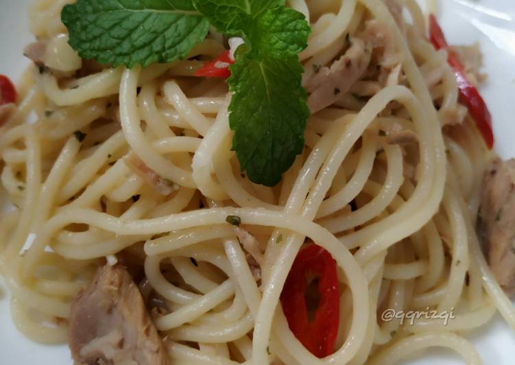 makanan Spaghetti aglio e olio Tuna Jadi, Sempurna