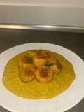 Polpette di tacchino su purea di porri e patate dolci