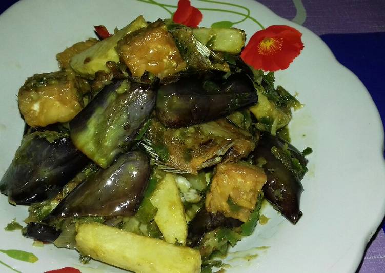 Balado tempe terong kentang+ ikan sepat (samba buruak2)