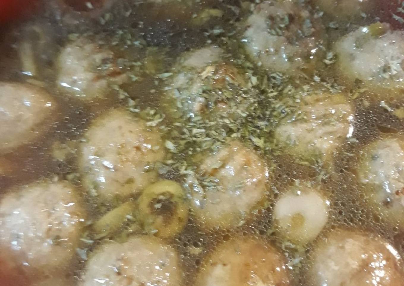 Meatballs and mushroom soup