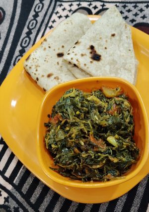 A picture of Fenugreek leaves Bhaji.