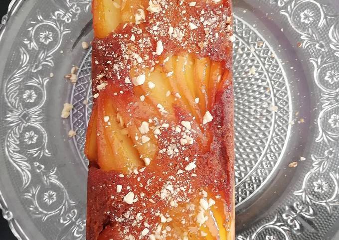 Cake tatin poire caramel saveurs Amande et cardamone