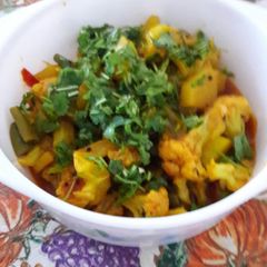 Cauliflower with beans sabji A picture of Cauliflower with beans sabji.