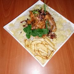A picture of East African Swahili biryani 🧅🍅🌻🧂🧄🐔🥔.