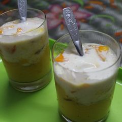 A picture of Mango Milk Shake With Vanilla Ice Cream.