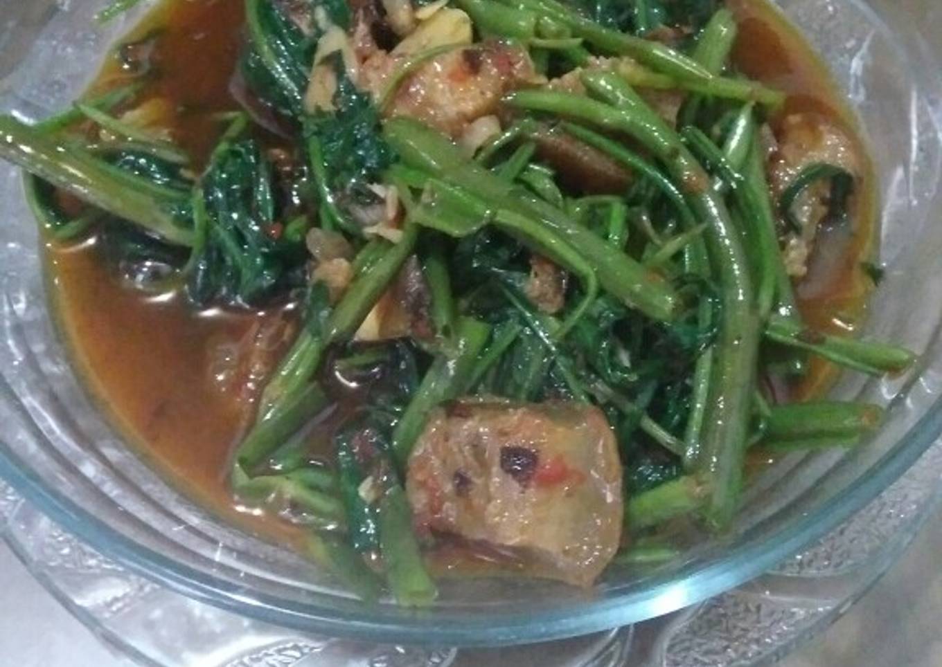 Bayam goreng lan daging sapi