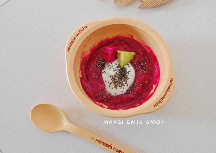 MPASI 6 MONTH | BUAH NAGA + ALPUKAT + PLAIN YOGURT