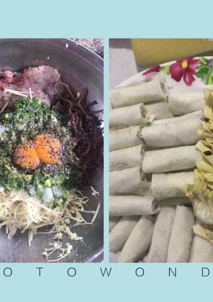 Hình của món Chả giò và hoành thánh tôm thịt.