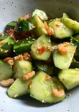 A picture of Dried Shrimps & Cucumber Salad.
