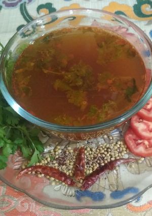 A picture of Tomato rasam.