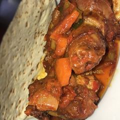Chapati and veggies sauce A picture of Chapati and veggies sauce.