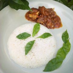 A picture of Rice and stew.