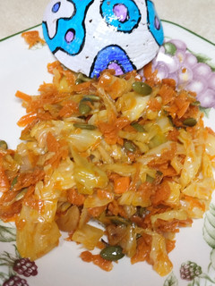Una foto de Salteado de calabaza y repollo