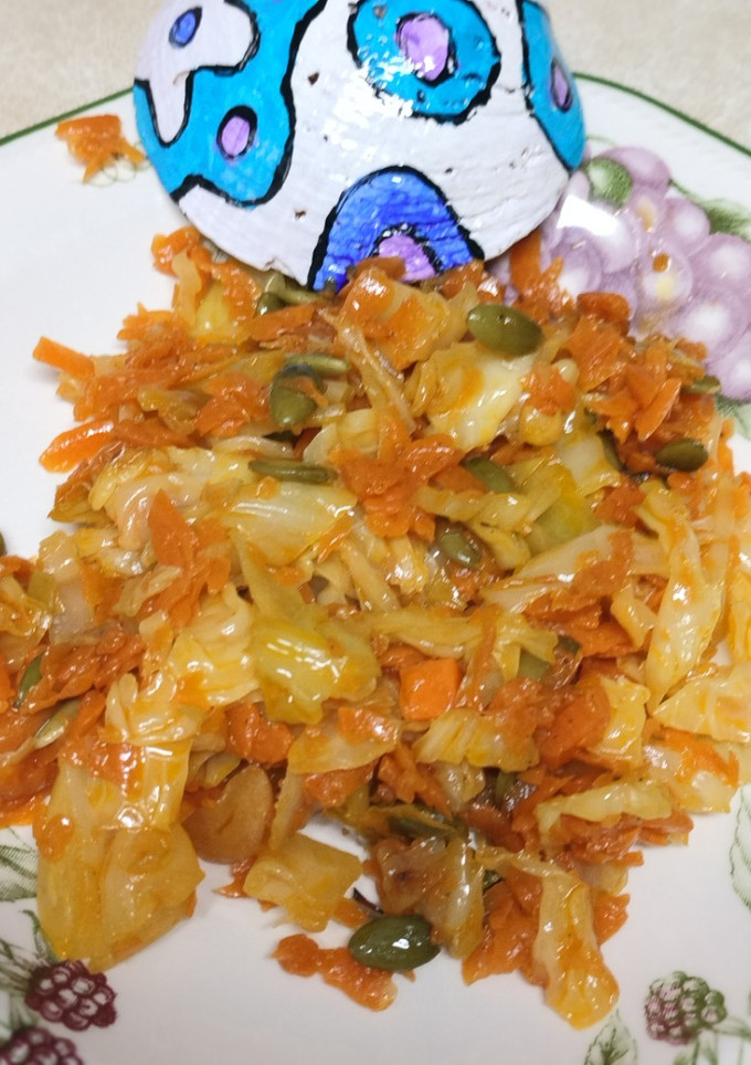 Una foto de Salteado de calabaza y repollo
