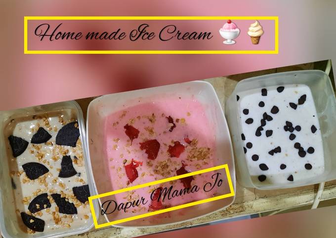 Resep Ice Cream 3 Rasa (OREO mocha -Strawberry raisin -Vanila choco), Menggugah Selera