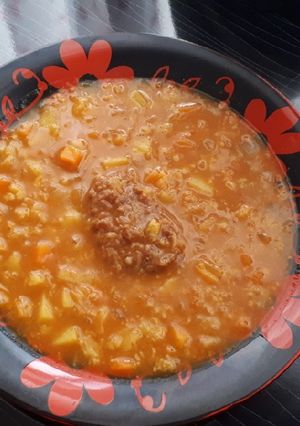 عکسی از دستور سوپ جو با گوشت چرخ کرده ❤