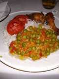 Boiled Rice Coconut green pease and Fried Chicken