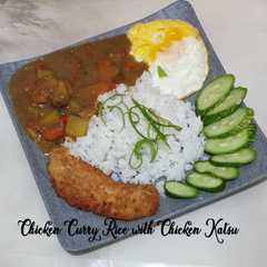 A picture of 185. Chicken Curry Rice with Chicken Katsu.
