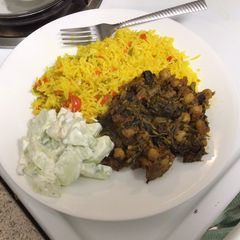 A picture of Chickpea with Eggplant in a Tomato Sauce.