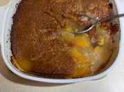 A picture of peach cobbler