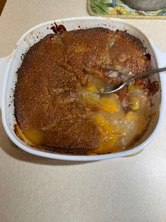 A picture of Peach Cobbler.