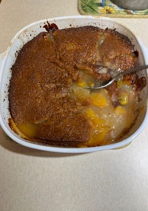 A picture of Peach Cobbler.