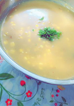 صورة لوصفة شوربة الذره بالدجاج