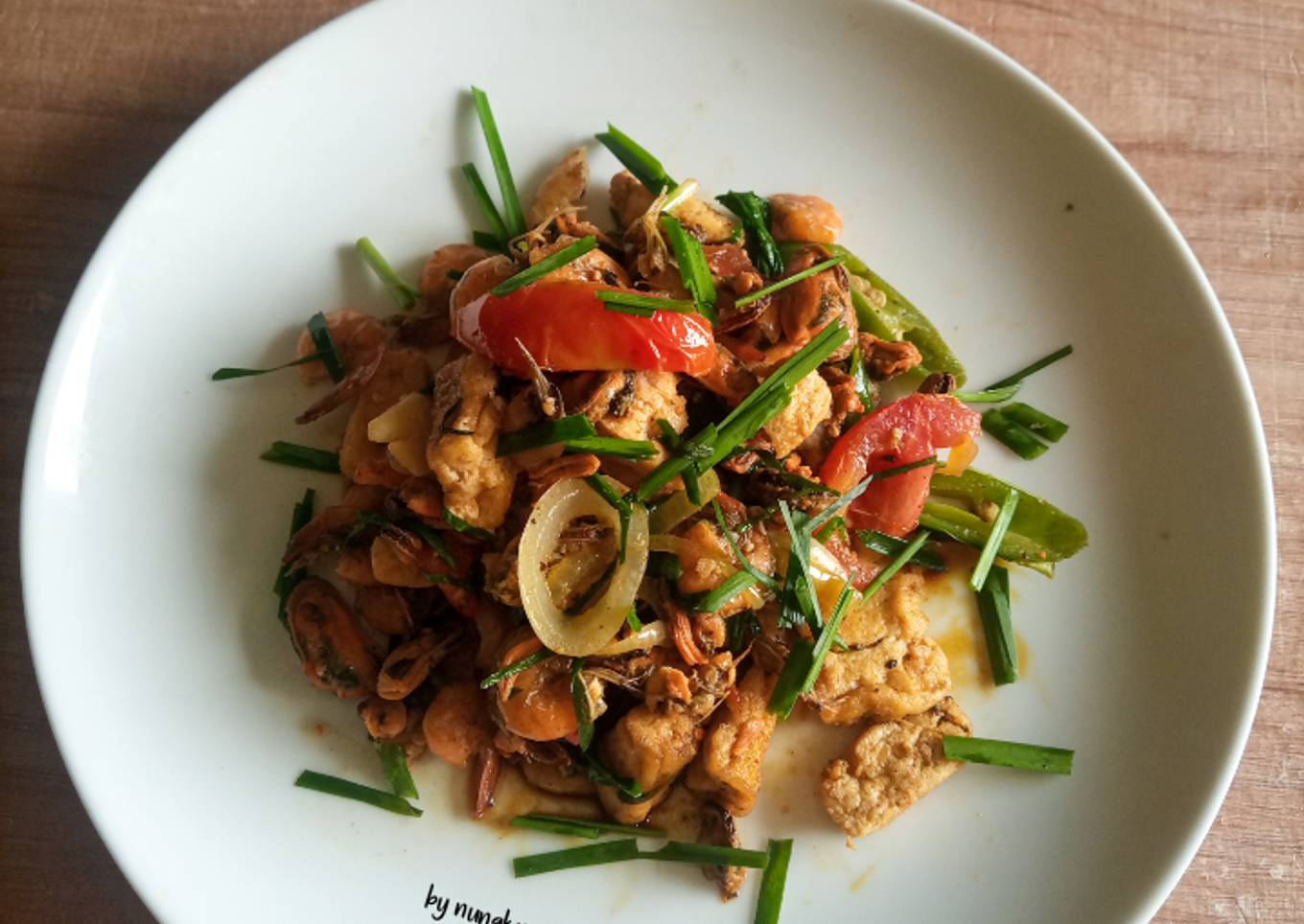 Tumis kerang udang tahu