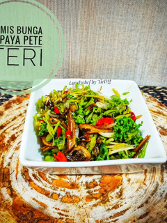 Foto resep Tumis Bunga Pepaya Pete Teri