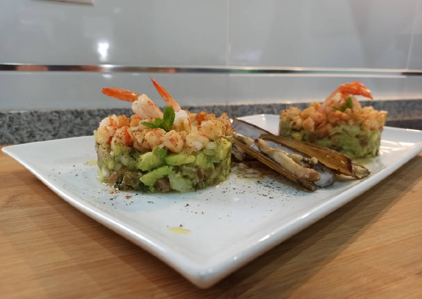 Tartar de gambas 🦐 y aguacate 🥑