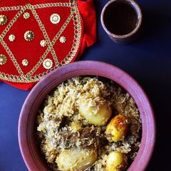 A picture of Kolkata Style Mutton Biryani.