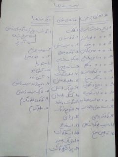عکسی از دستور لیست غذای هفتگی